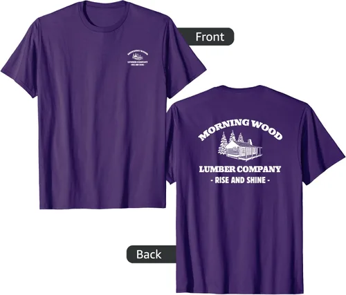 Vista 28 de Morning Wood Lumber Company - Camiseta con estampado de espalda delantera, Negro, S