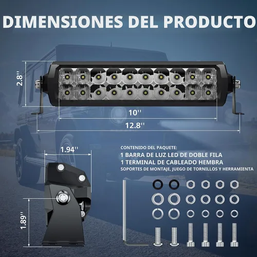 Vista 6 de 4WDKING Barra de luz LED de 10 pulgadas doble fila con haz combinado DT