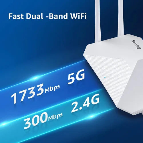Vista 4 de Enrutador WiFi Gigabit, enrutador inalámbrico inteligente de doble banda, Speedefy AC2100 4x4 MU-MIMO y 7 antenas externas para señal fuerte y alta