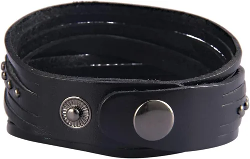Vista 3 de GelConnie Pulsera de Cuero con Abrazadera para Hombres y Mujeres, Pulsera Vikinga de Cuero Gruesa, Pulseras de Cuero para Hombres, Pulsera