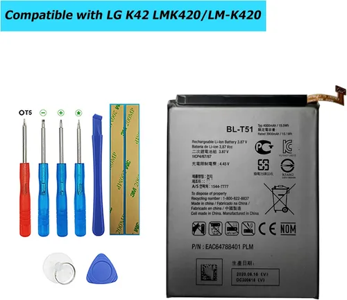 Vista 3 de BL-T51 - Batería de repuesto compatible con LG K42 LMK420 LM-K420 LMK420H LM-K420H LMK420E LM-K420E LMK420Y LM-K420Y con kit de herramientas