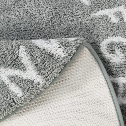 Vista 5 de Lahome ABC Alphabet - Alfombra redonda para niños, 3 pies de diámetro, color gris, lavable, alfombra antideslizante para bebé, colección suave
