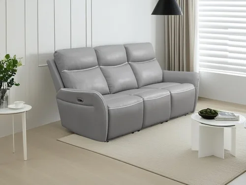 Vista 48 de Juego de sofá reclinable eléctrico, seccional de cuero transpirable beige, juego de muebles de sala de estar, 2 piezas, sofá reclinable eléctrico
