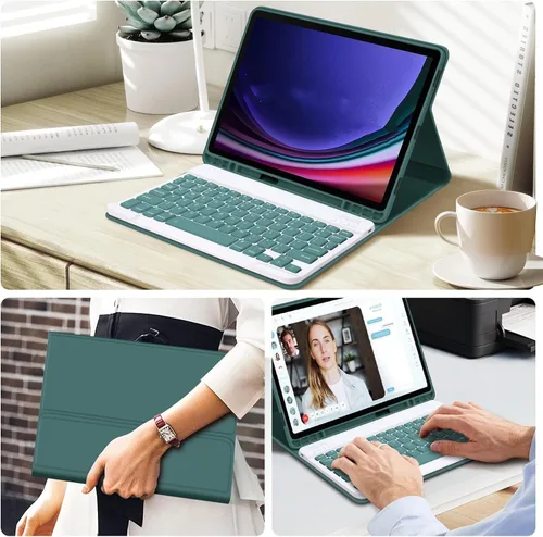 Vista 7 de Funda para Tablet Galaxy Tab A8 de 10.5 pulgadas con Teclado, Funda Protectora Delgada de Colores Caramelo con Teclado Magnético Desmontable