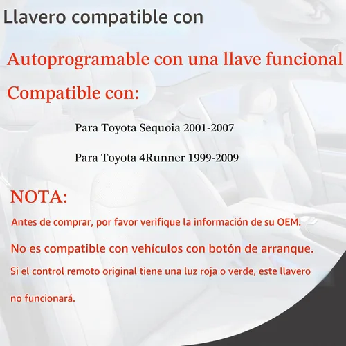 Vista 3 de SUPALAND Llavero de entrada sin llave compatible con Toyota 4Runner Sequoia 1999 2000 2001 2002 2003 2004 2005 2006 2007 2008 2009 Reemplazo