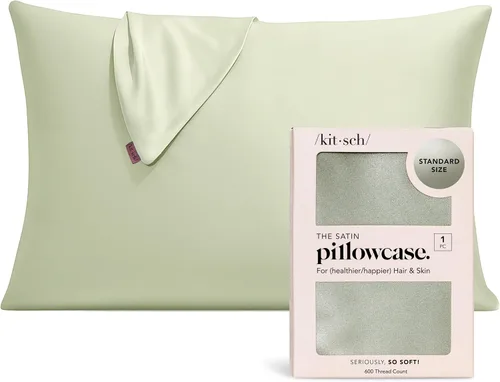 Vista 32 de Kitsch Funda de almohada de satén con cremallera, tamaño estándar, Aura