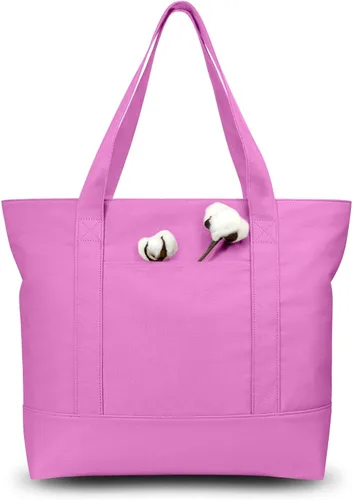 Vista 51 de TOPDesign Paquete de 1 bolsa de lona con bolsillo externo, bolsa de compras reutilizable para comestibles, cierre de cremallera superior, artículos