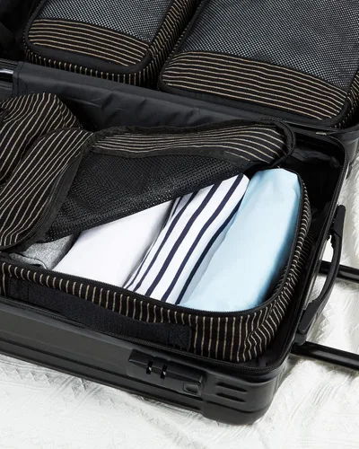 Vista 3 de BAGSMART Cubos de embalaje para maleta, organizadores de embalaje plegables para accesorios de viaje, juego de 6 bolsas organizadoras de maleta sin