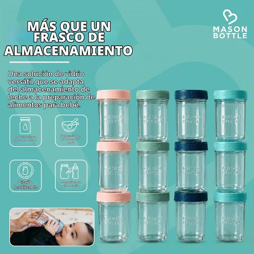 Vista 8 de Mason Bottle Tarros de almacenamiento de leche materna de vidrio con tapas