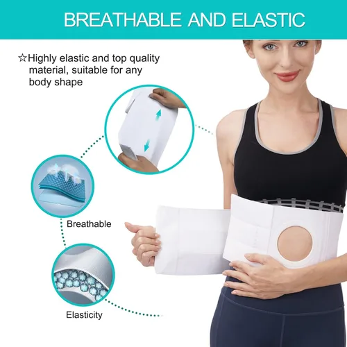 Vista 4 de Cinturón de ostomía médica Cinturón de soporte para hernia de ostomía y hernia abdominal, soporte de estoma para pacientes con colostomía