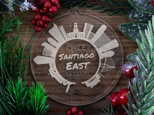 Vista 4 de Adorno de Navidad de la Misión Este de Chile Santiago Regalo misionero SUD