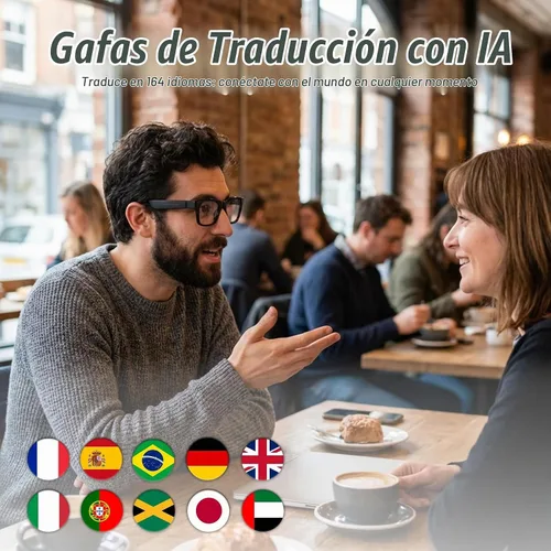 Vista 4 de Gafas inteligentes AI con lentes fotocrómicas, traducción y asistente