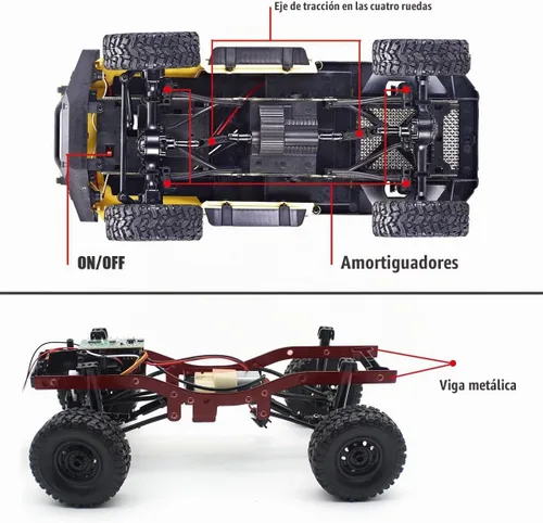 Vista 5 de Mostop RC Crawler 1/16 Escala 4WD Offroad Rock Crawler Vehículo de Escalada RC Camión Juguetes, C24-1 Control de Acelerador y Dirección Camión