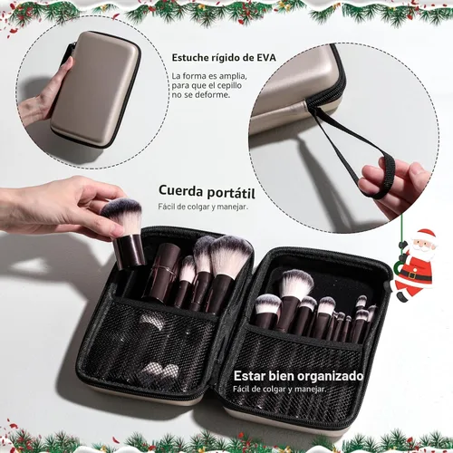Vista 7 de Juego de brochas de maquillaje profesional con estuche de viaje, 20 piezas café (A-Coffee)