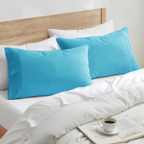 Vista 2 de Nestl - Juego de 2 fundas de almohada de microfibra azul playa tamaño Queen, 20 x 30 pulgadas