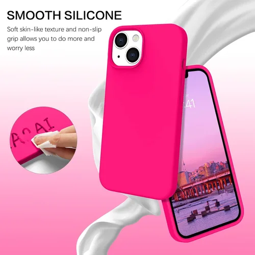 Vista 2 de BENTOBEN Funda para iPhone 14 Plus, ajuste delgado, de silicona líquida, de goma suave, antiarañazos, a prueba de golpes, con forro de microfibra