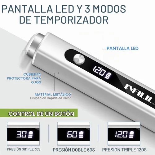 Vista 2 de NXJ INFILILA Luz UV de mano para uñas de gel, lámpara de uñas de curación Plateado