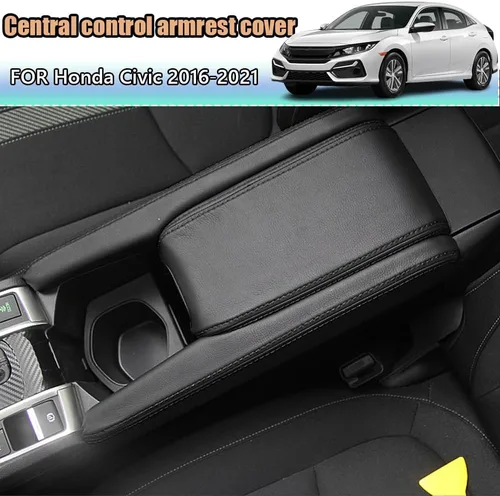 Vista 2 de Accesorios interiores personalizados para Honda 10th Civic/Hatchback 2016 2017 2018 2019 2020 2021, cubierta de cuero para consola central