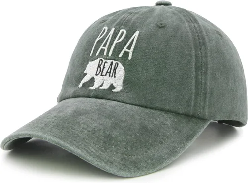 Vista 2 de Waldeal Gorra de béisbol ajustable con bordado de Papa Bear para hombre, Verde