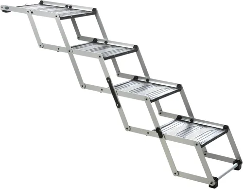 Vista 9 de TRIXIE Escalones plegables de aluminio para mascotas para perros de hasta 165 libras ajustables de 19.5 a 27.5 pulgadas
