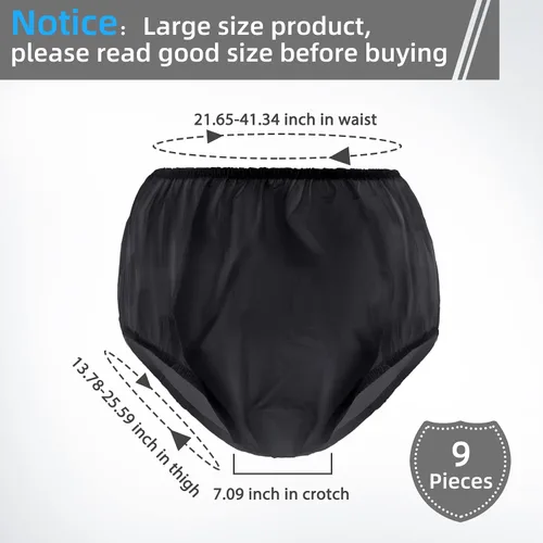 Vista 2 de 9 piezas de ropa interior impermeable para incontinencia, pantalones de plástico a prueba de fugas, protector de incontinencia, protector de pañal