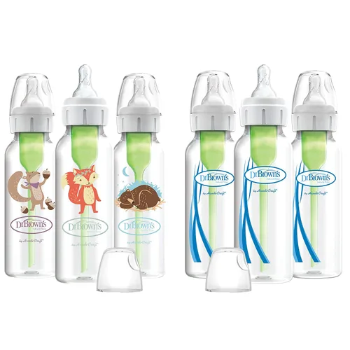 Vista 14 de Dr. Brown's Natural Flow Anti-Colic Options+ Biberones estrechos de 8 oz/8.5 fl oz, con boquilla de flujo lento de nivel 1, paquete de 6, juego