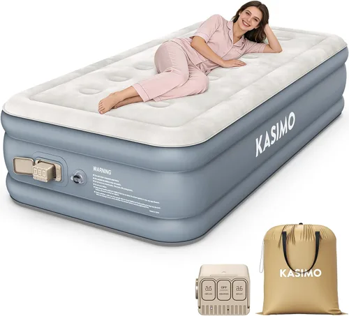 Vista 12 de KASIMO Colchón de aire Queen con bomba de batería de 2000 mAh, 16" elevado