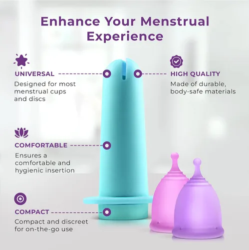 Vista 3 de Ecoblossom Herramienta aplicadora de copa menstrual, cómoda y fácil de colocar, higiénica y reutilizable, compatible con la mayoría de las copas