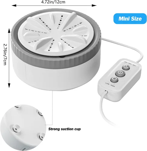 Vista 2 de Lavadora portátil, lavadora portátil con alimentación USB, mini turbina de 3 modos, lavadora de viaje para viajes de negocios, hogar, apartamento