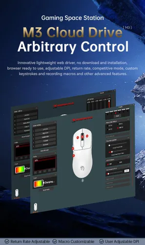 Vista 8 de MAMBASNAKE Mouse inalámbrico M3 para juegos con ligero 1.49 oz, sensor PixArt PAW3395 PRO 40K DPI, modo tri-2.4G/Bluetooth/cableado, micro