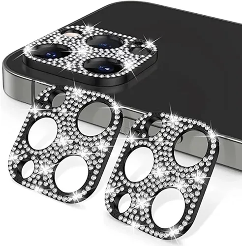 Vista 2 de Omio [Paquete de 2] para iPhone 12 Pro Max cubierta protectora de lente de cámara 3D Bling Diamond Lens Cover Glitter Diamond Lens Protector