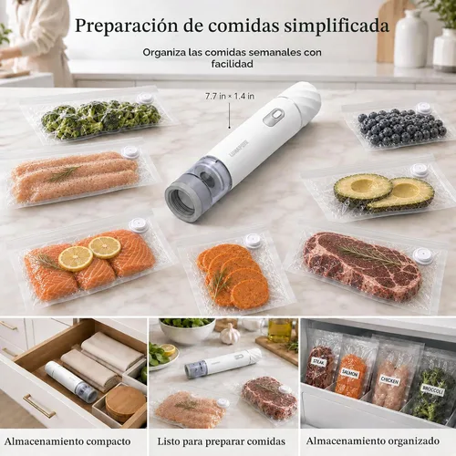 Vista 3 de Sellador de vacío de mano compacto para alimentos con 30 bolsas de vacío