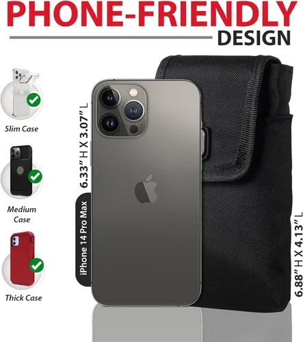 Vista 3 de Ranboo Funda de nailon para teléfono celular para cinturón, funda para teléfono con clip para cinturón para iPhone 17 Pro Max 16 Pro Max 15 Pro Max