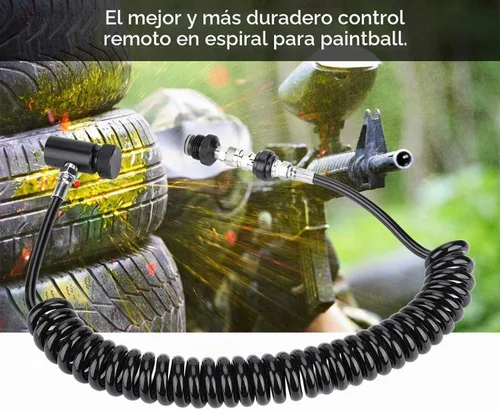 Vista 5 de Bobina remota de tanque de paintball resistente, bobina de paintball flexible de conexión de cilindro manguera de válvula de conexión en espiral
