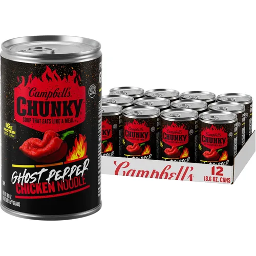 Vista 9 de Campbell's Chunky Sopa de fideos con pollo y pimienta fantasma, lata de 18.6 onzas
