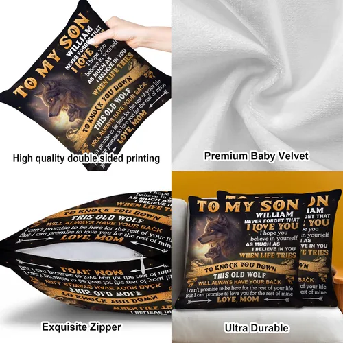Vista 4 de Hyturtle Almohada personalizada para mi hijo – Regalos de mamá a hijo adulto – Regalos inspiradores en cumpleaños – Regalos de graduación