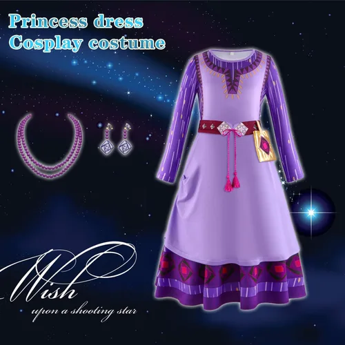 Vista 7 de QFALCCYZ Wish Asha - Disfraz de princesa para niñas, cosplay, fiesta de Navidad, carnaval, traje con accesorios