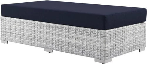 Vista 16 de Modway Convene - Otomana rectangular de mimbre para patio al aire libre, color gris claro