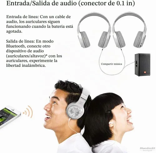 Vista 5 de Bluedio H Turbine Auriculares inalámbricos Bluetooth 5.0 estéreo con micrófono, auriculares con graves impactantes con bolsa de almacenamiento