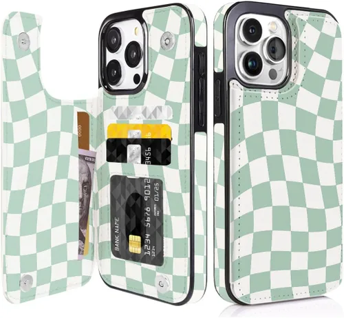 Vista 33 de Funda compatible con iPhone 14/15 con tarjetero y ranuras integradas de piel sintética con función atril y a prueba de golpes para iPhone 14/15