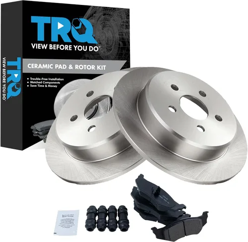Vista 8 de TRQ Juego de pastillas de freno y rotor de cerámica trasera compatible con Honda Accord V6 1998-02 3.0L con frenos de disco traseros 02-06 Acura RSX