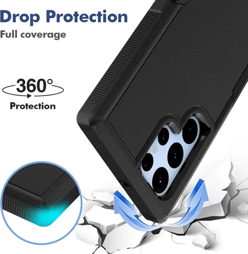Vista 3 de Funda para Samsung Galaxy S22 Ultra: funda protectora de doble capa resistente para teléfono celular, a prueba de golpes, con protector de pantalla