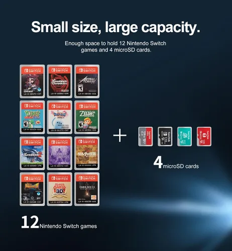 Vista 2 de Dexnor Game Card Case for Nintendo Switch, OLED, Lite Games, Portable Shockproof Hard Shell Storage Protective Case with 4 Foldable Layers &