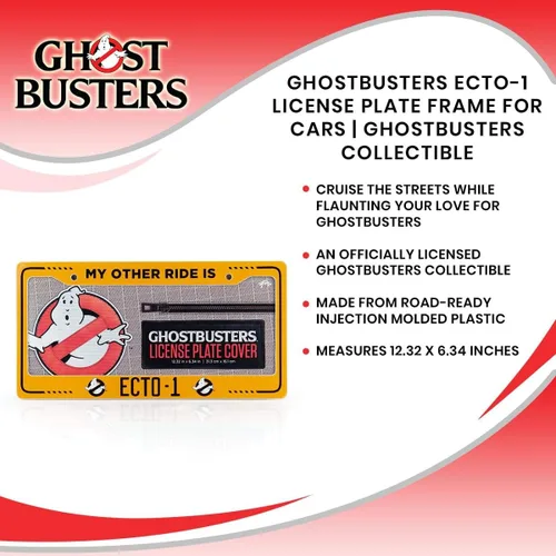 Vista 6 de Ghostbusters ECTO-1 - Marco de matrícula para automóviles My Other Ride Is ECTO-1 Marco oficial de placa de automóvil Ghostbusters Serie