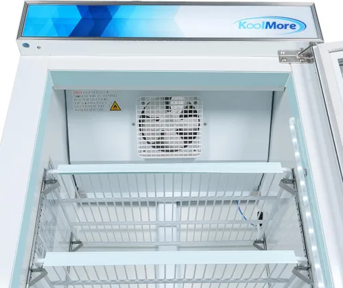 Vista 12 de KoolMore 66 cm. Refrigerador vertical comercial para exhibición con una puerta de vidrio blanco - 9 pies cúbicos (MDF-1GD-9C-WH)
