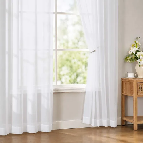Vista 9 de OWENIE White Sheer Curtains 96 Inches Long 2 Panels for Living Room 52 Wide