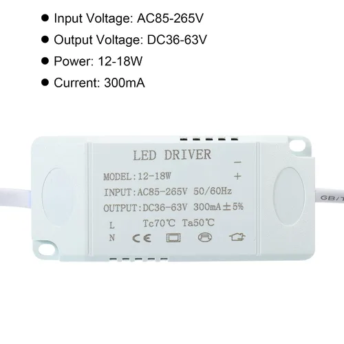 Vista 4 de PATIKIL Controlador LED de 12-18W 300mA, paquete de 3 salidas AC 85-265V 36-63V DC Conector macho Conector rectificador de corriente constante