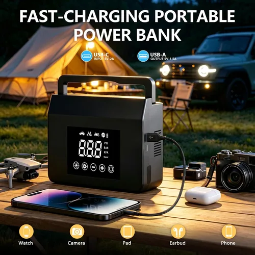 Vista 4 de FUNAURORE 4000A Car Battery Jump Starter with Air Compressor 150PSI