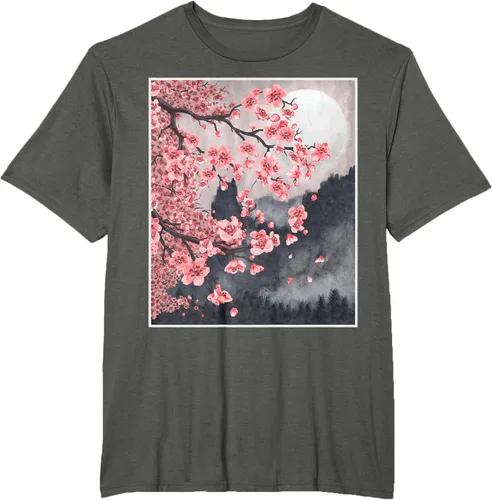 Vista 7 de Sakura - Camiseta japonesa de cerezo en flor japonesa, Negro, S
