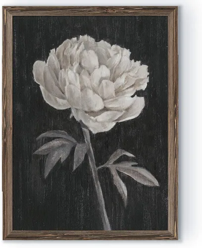 Vista 51 de Renditions Gallery- Lienzo enmarcado con flores blancas y negras Flores blancas y negras 1 juego/marco negro
